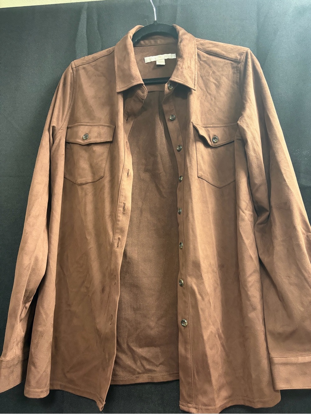 Boston Proper Brown Suede-Look Shirt Jacket